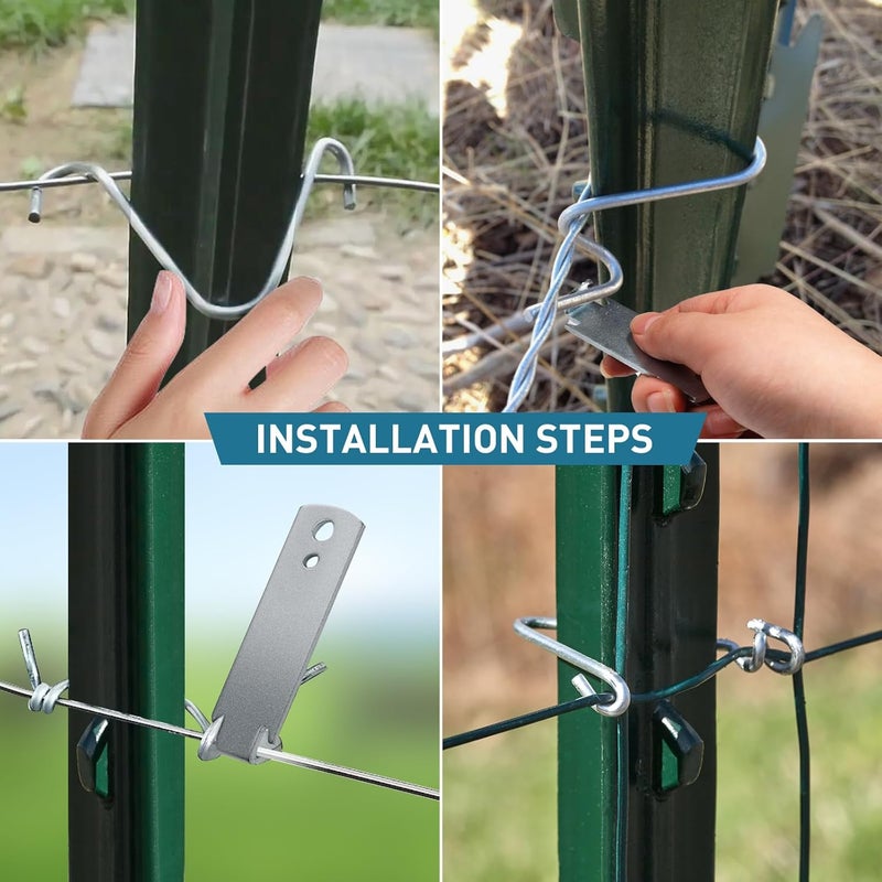 Hanaruer 100PCS T-Post Wire Clips, Galvanized Steel Fence Clips, Fence Clips for t Post, Time-Saving and Convenient Fence Wire Clips for Tightening Farm, Ranch, Garden Fence Wires (Tool Not Included) - Image 5
